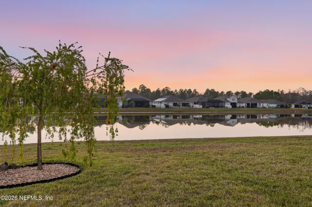 a view of a lake with houses