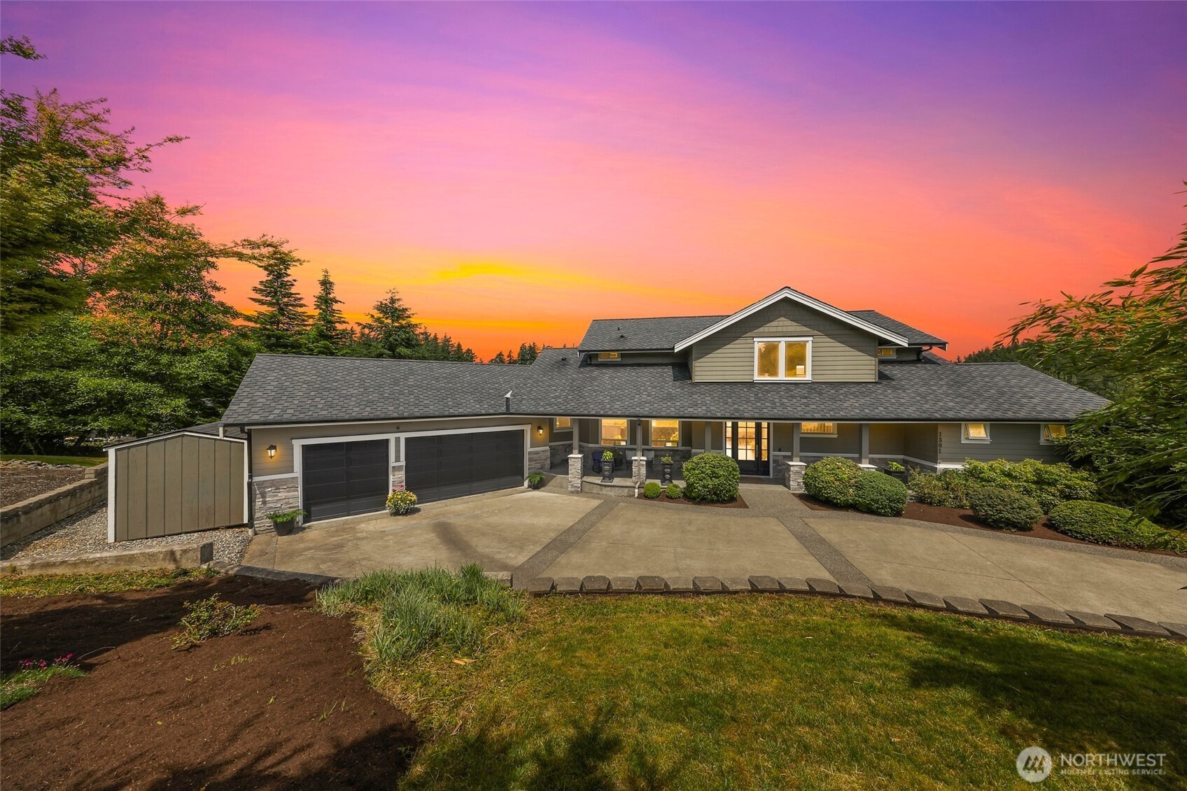 a view of house with yard and green space