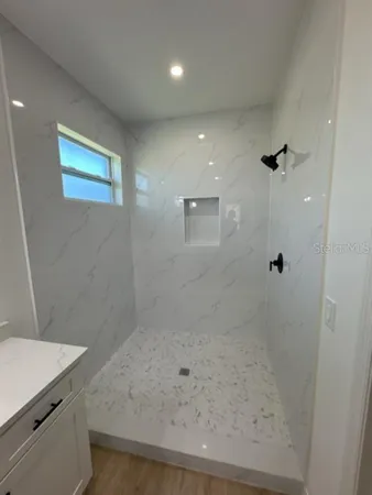 a bathroom with a shower