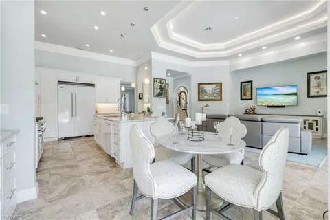 a view of kitchen with dining area