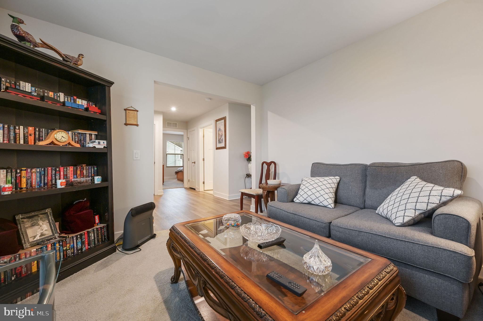 421 Laertes Drive Dover, DE 19901 - Photo 23 of 29 a living room with furniture a rug and a book shelf
