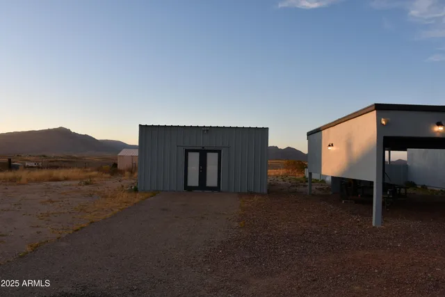 a view of a room with shelves