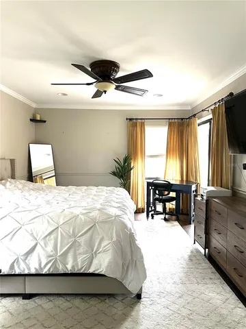 a view of a park with swings and slides