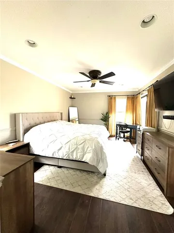 a aerial view of a house with a yard