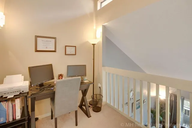 a view of workspace and livingroom view