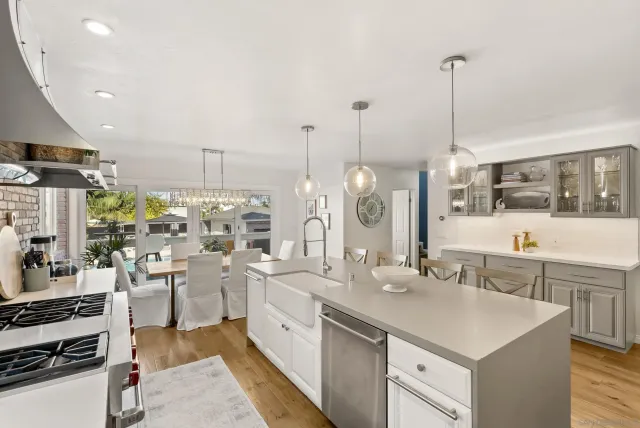 a kitchen with lots of counter top space