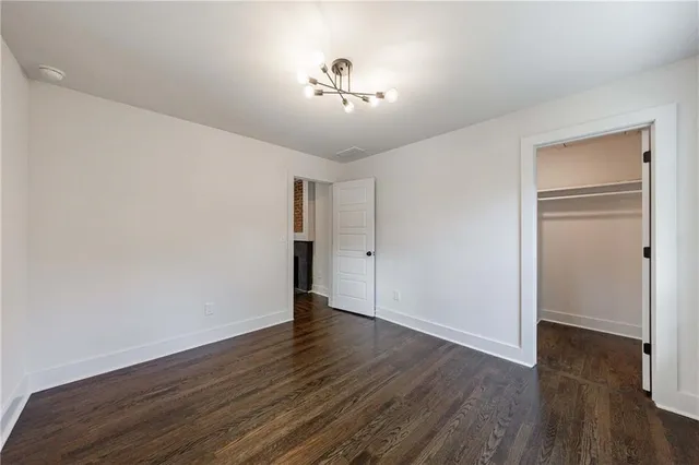 a view of small space with wooden floor