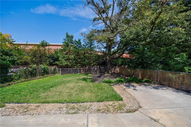a view of a park with plants and trees