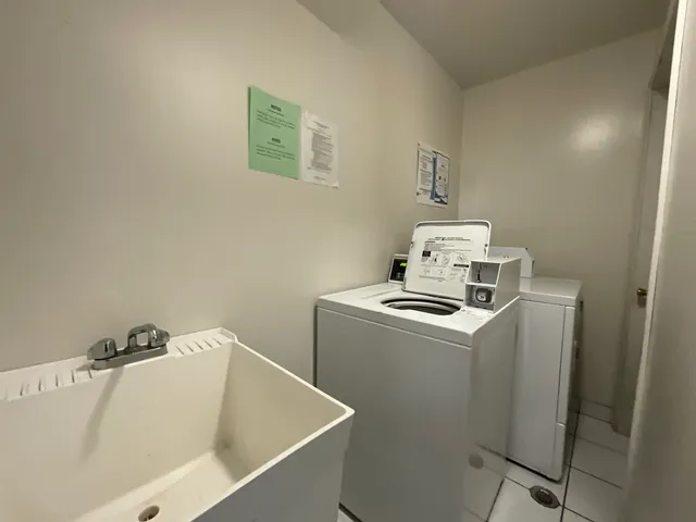 a utility room with a washer and dryer
