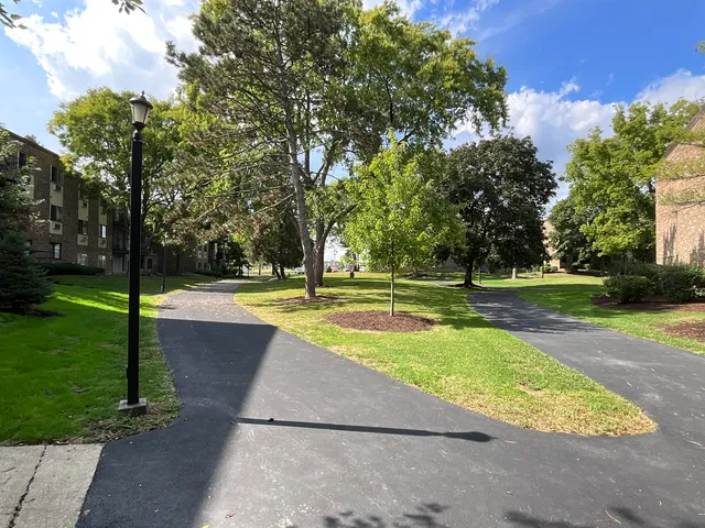 a view of a swimming pool with a fountain