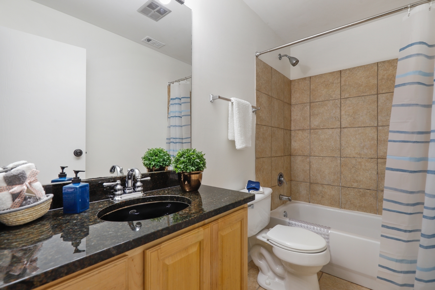 5902 Forest View Road, Unit 2D Lisle, IL 60532 - Photo 16 of 27 a bathroom with a granite countertop sink a toilet and bathtub