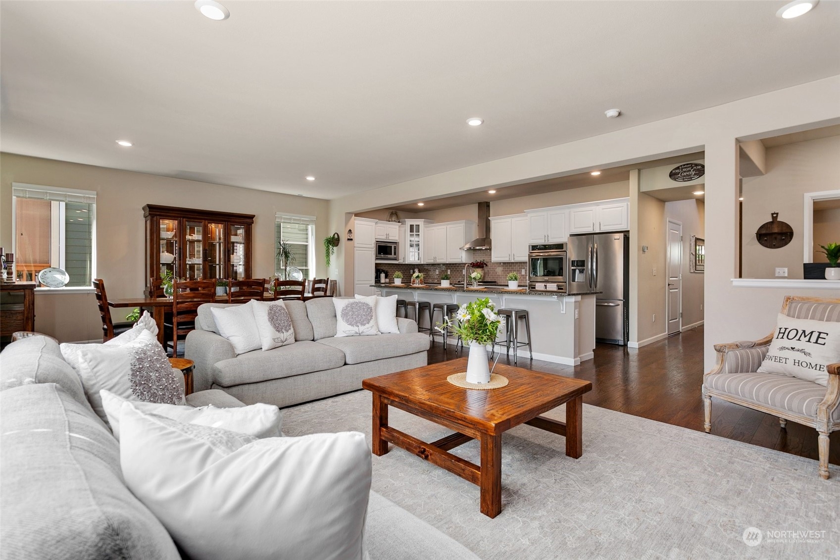 15931 Meridian Avenue South Bothell, WA 98012 - Photo 14 of 40 a living room with furniture and kitchen view