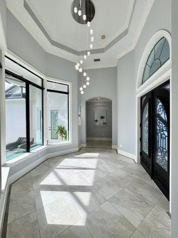 a view of an entryway with a fireplace