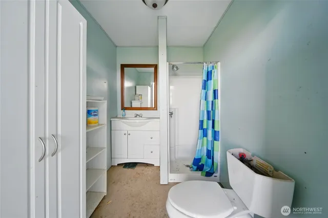 a view of a lake with a city