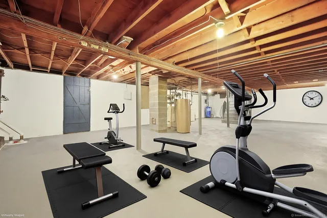 a room with gym equipment