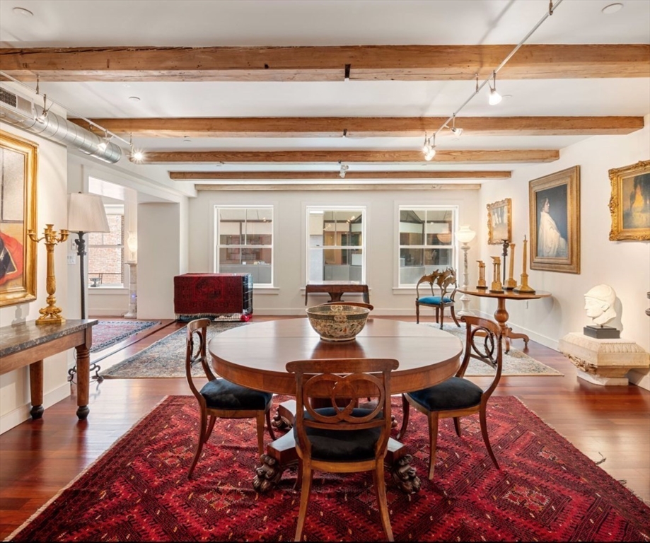 1-3 Winter Place, Unit 3 Boston, MA 02108 - Photo 11 of 23 a view of a dining room with furniture window and wooden floor