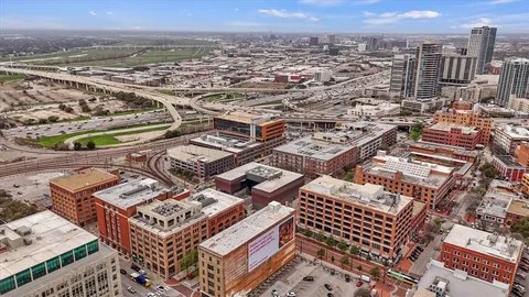 an aerial view of a city