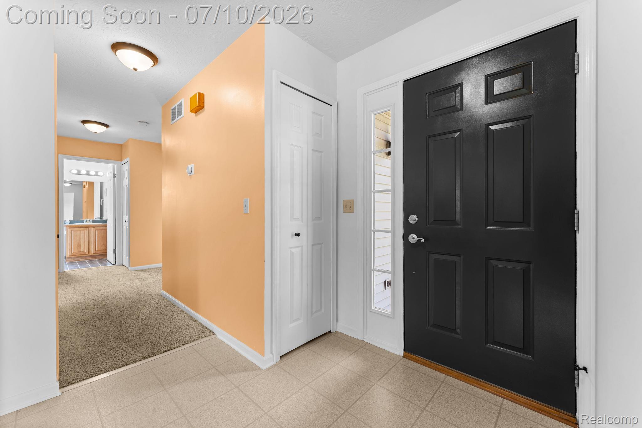 3144 North Nicholson Road Fowlerville, MI 48836 - Photo 32 of 70 Entryway featuring a paneled black door, a sidelight window, and tile flooring