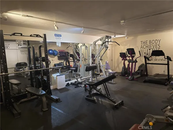 a view of a room with gym equipment