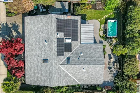 an aerial view of a house