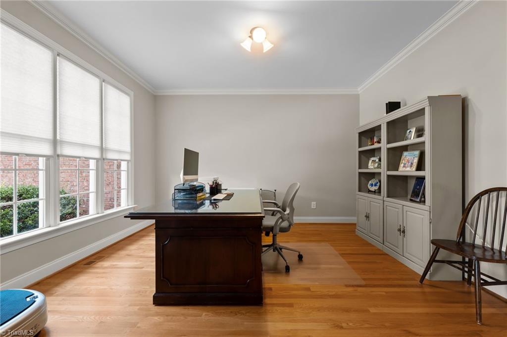 5822 Crutchfield Farm Road Oak Ridge, NC 27310 - Photo 15 of 47 Main level office, plenty of natural light and beautiful hardwood floors