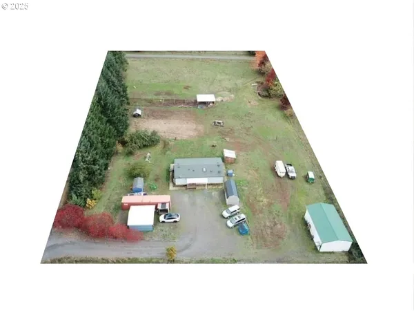 an aerial view of a house