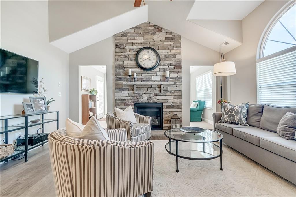 369 Saddlebrook Road Gibsonia, PA 15044 - Photo 2 of 25 Living Room with Gorgeous Stone Fireplace