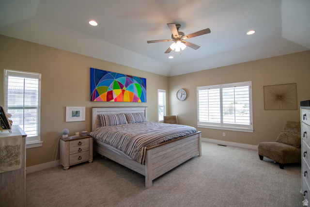 646 East 1400th Street North Mapleton, UT 84664 - Photo 26 of 78 Spacious room featuring vaulted ceilings, recessed lighting, and a ceiling fan