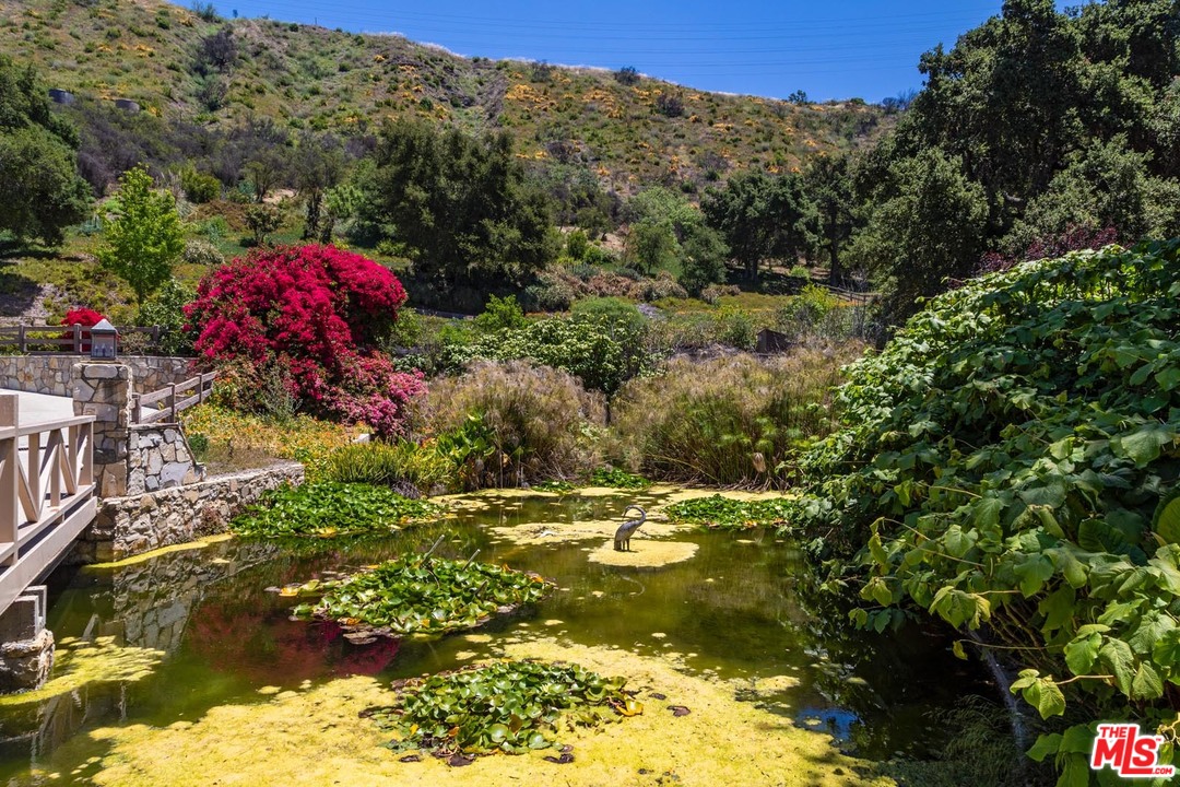 3100 Mandeville Canyon Road Los Angeles, CA 90049 - Photo 10 of 27 a backyard of a house with lots of green space and mountain view