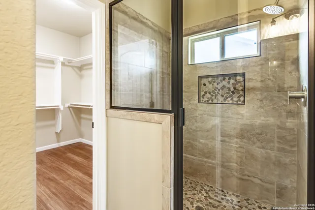 a bathroom with a shower