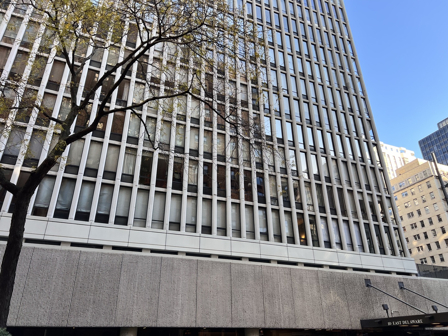 a view of a black building