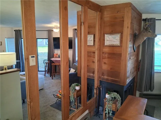 a bathroom with a tub and shower