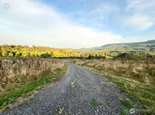 a view of a lake with houses in the back