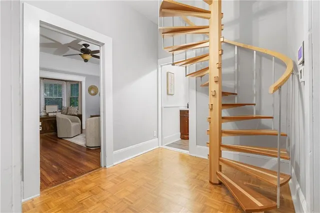 a view of a bedroom from a bedroom