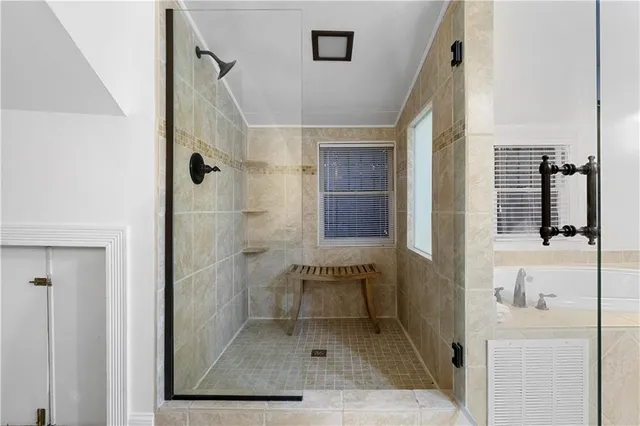 a bathroom with a shower