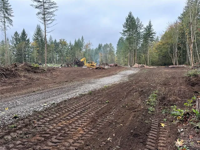 a view of outdoor space with trees all around