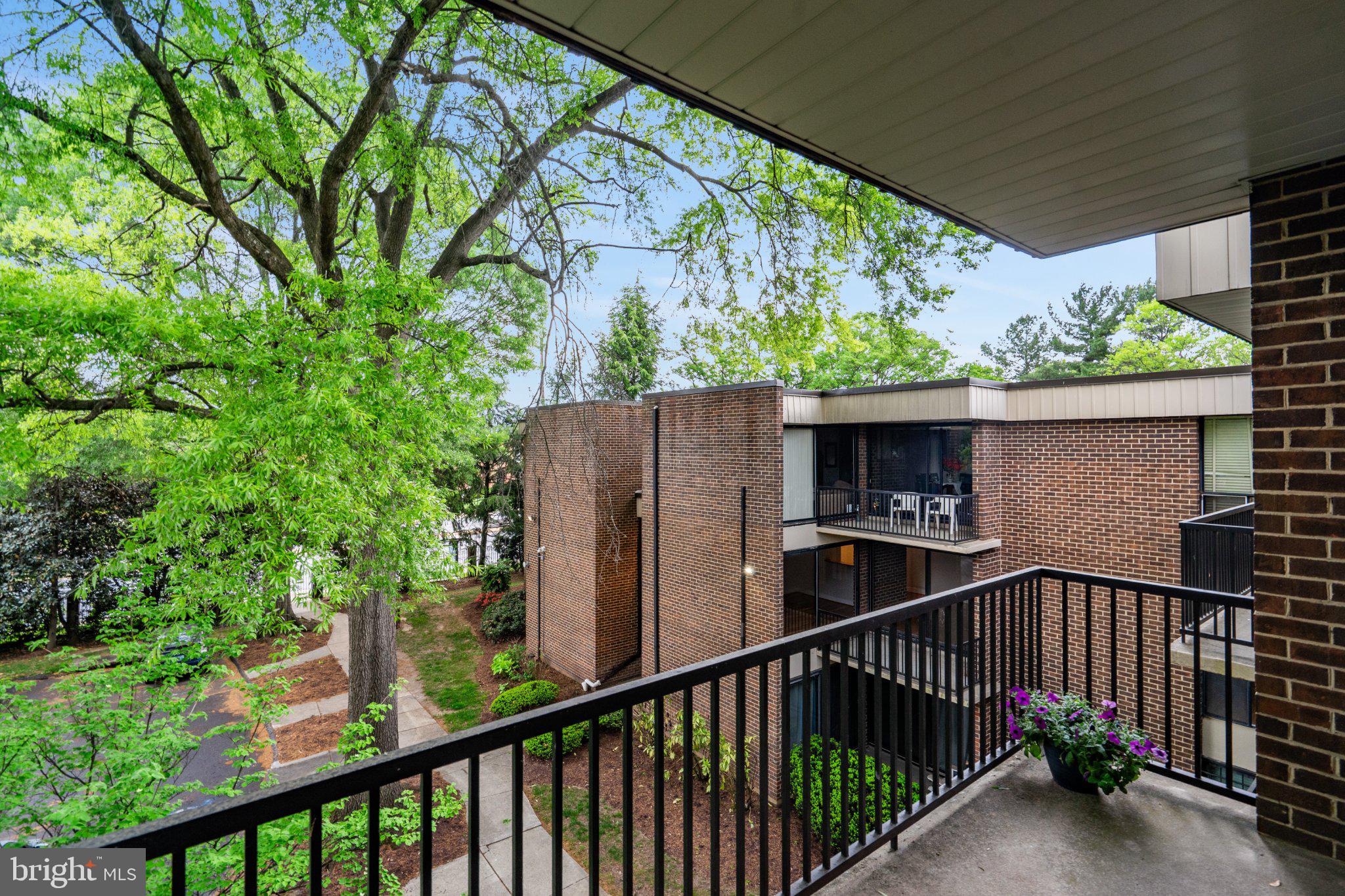 9804 Georgia Avenue, Unit 23302 Silver Spring, MD 20902 - Photo 17 of 24 Serene balcony view amidst lush greenery.
