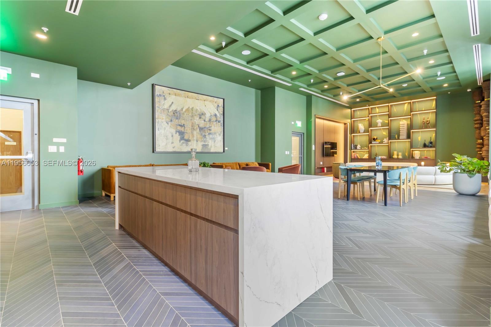 11 Northeast 6th Street, Unit 1513 Miami, FL 33132 - Photo 12 of 44 a living room with stainless steel appliances kitchen island granite countertop furniture a table and chairs