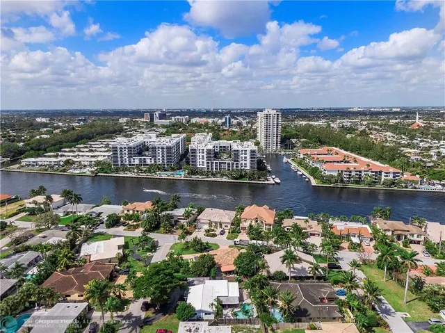 a view of a city and lake