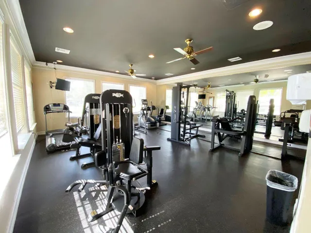 a view of a room with gym equipment