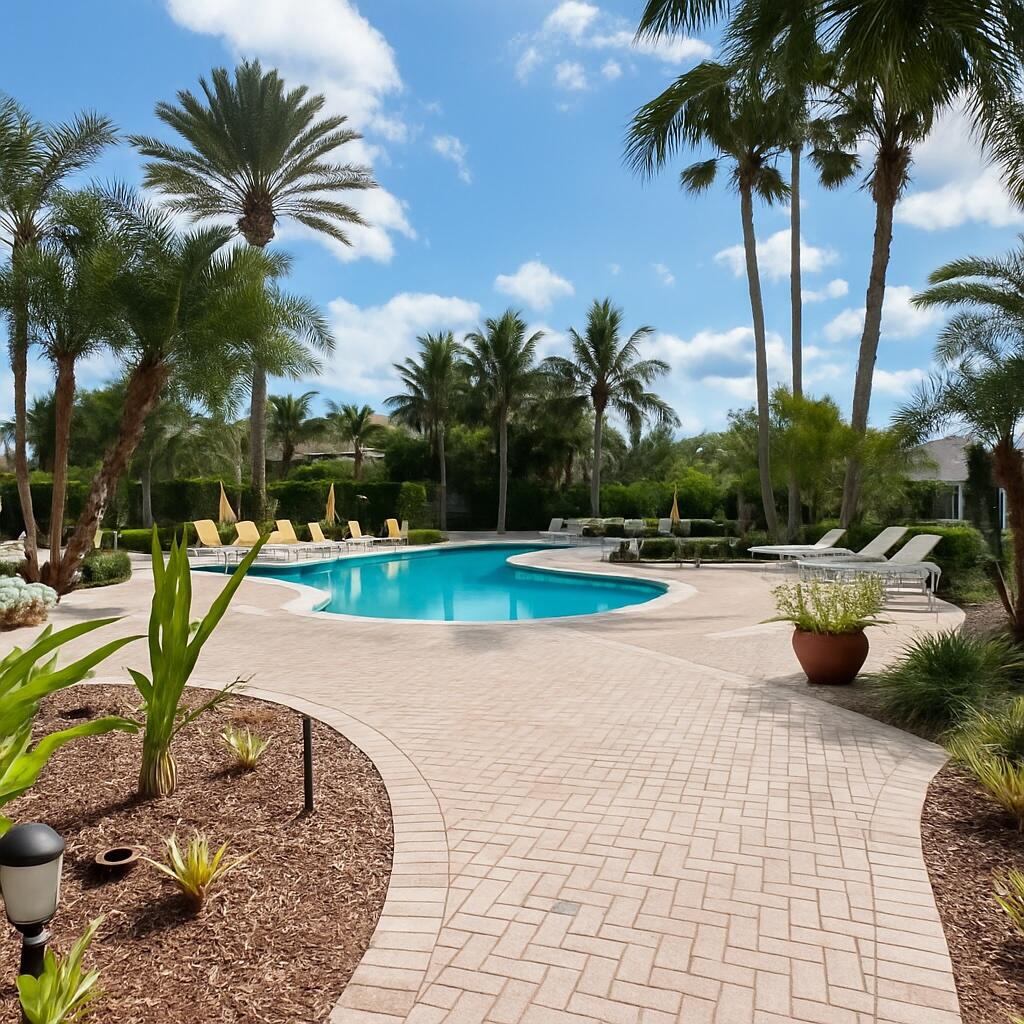15135 Michelangelo Boulevard, Unit 108 Delray Beach, FL 33446 - Photo 16 of 17 a view of a swimming pool with a patio