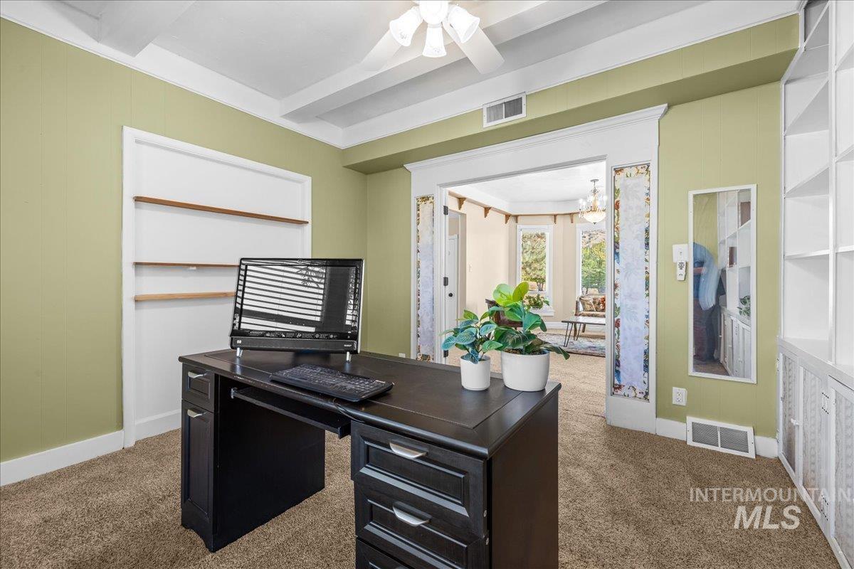 5611 West Hill Road Boise, ID 83703 - Photo 9 of 48 Office with dark carpet and beamed ceiling