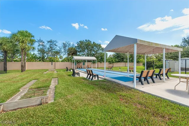 a view of a park with slide