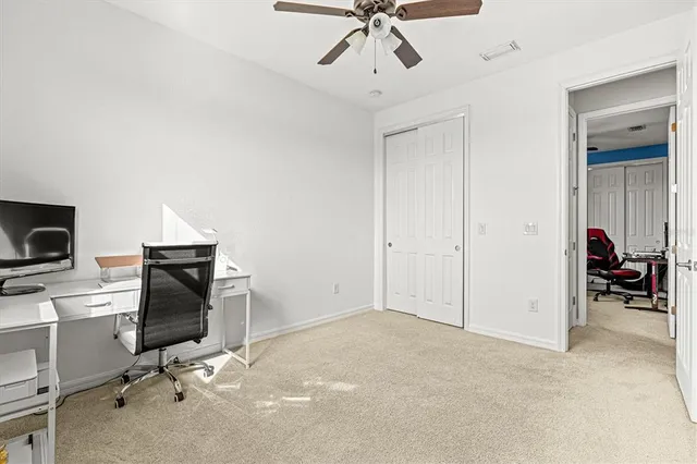 a view of a lake with a big yard