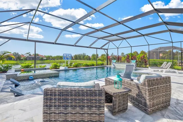 a view of a lake with a city