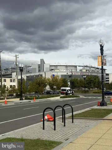 a view of a city street from a building
