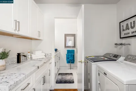 front view of a house with a patio