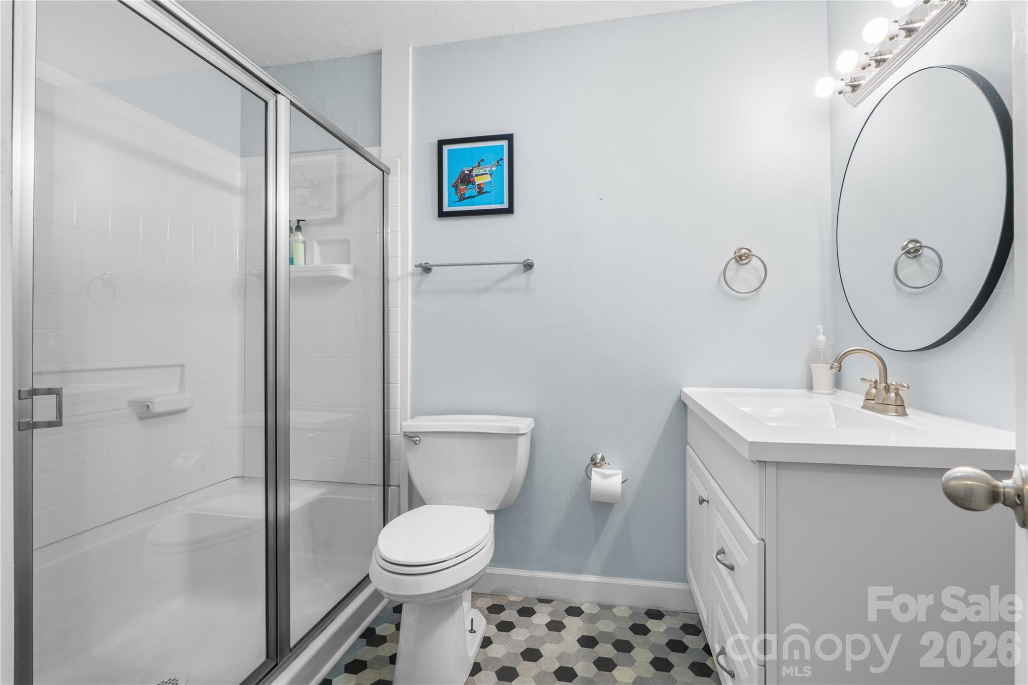 23 Maxwell Road Asheville, NC 28805 - Photo 19 of 47 a bathroom with a toilet a sink and a mirror