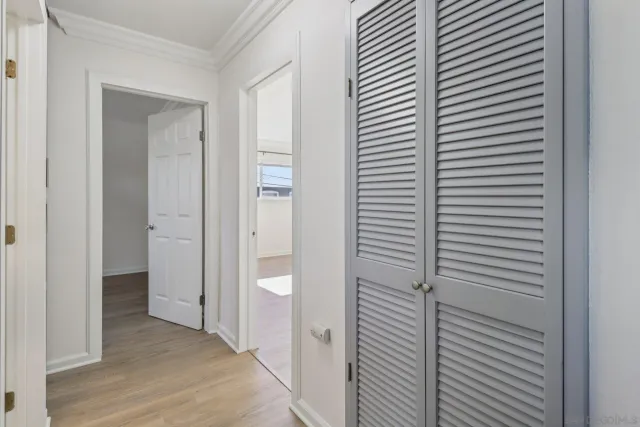 a view of a bathroom from the hallway