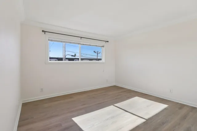 an empty room with a workbench